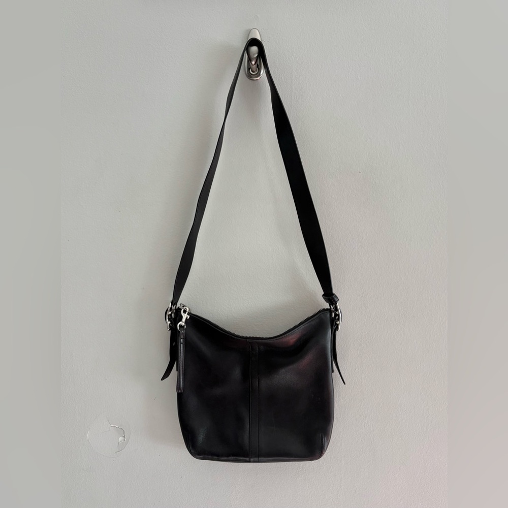COACH Vintage Black Leather Adjustable Legacy Slim Hobo Shoulder Bag